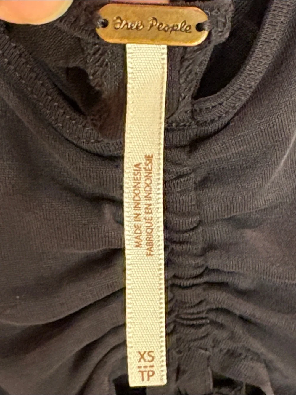 Free People Ruched Tank with Strappy Back in Black